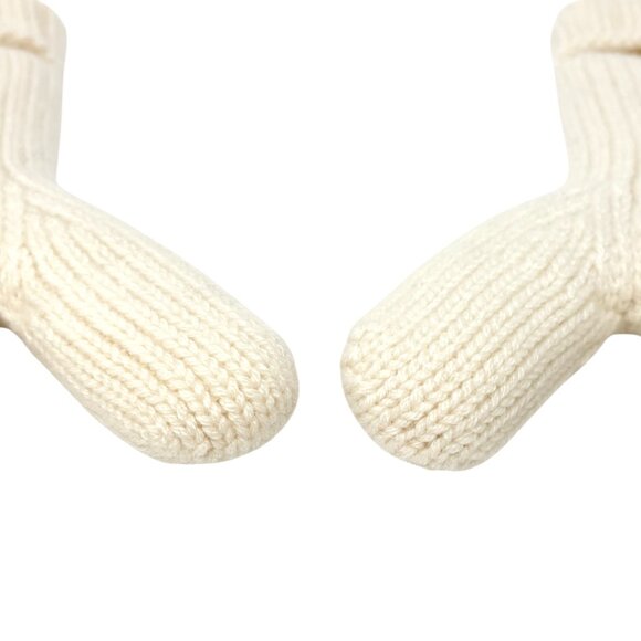 LOUIS VUITTON Vintage Cashmere Knit Gloves Mittens Mink Pompons Cream [106053] - Picture 11 of 13